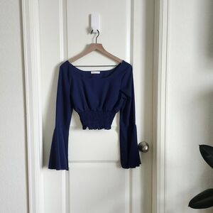 Flared Sleeve Cropped Blouse